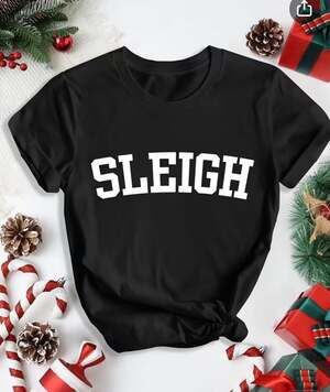 1pc womens sleigh christmas letter print t shirt casual - Canada